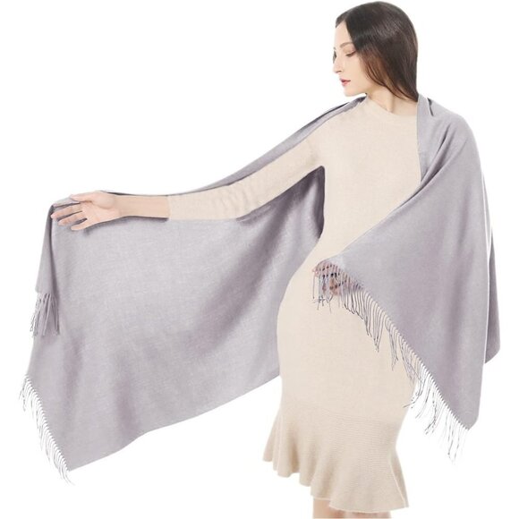 Women's Scarf Pashmina Shawls and Wraps Winter Warm Silky Scarves -Silver Gray - Picture 1 of 6